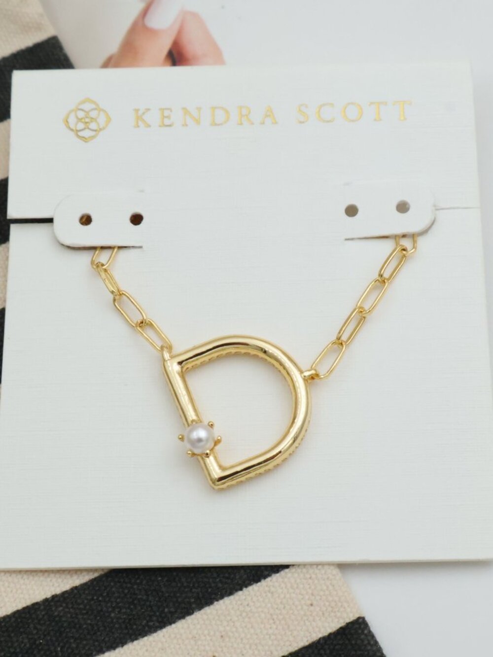 Kendra Scott Letter D Freshwater Cultured Pearl Necklace Gold